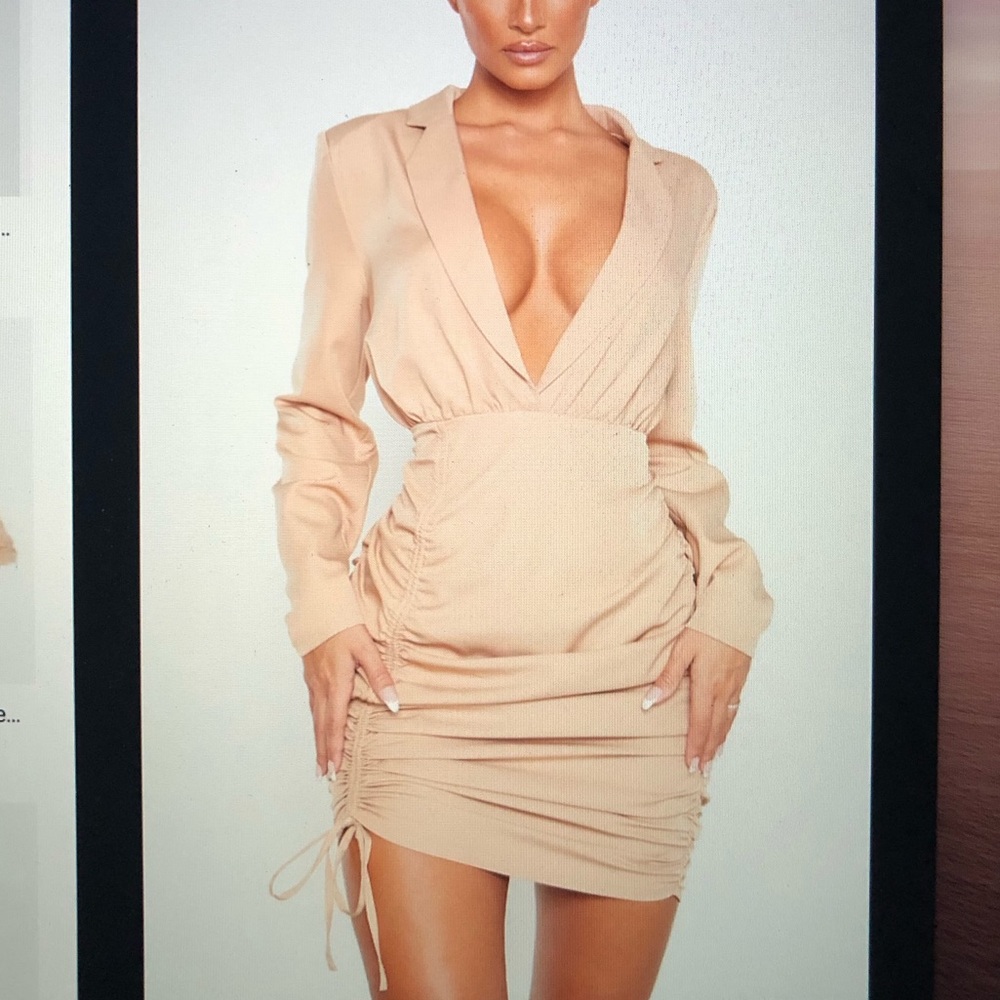 Stone Colour ruched Dress 💰
